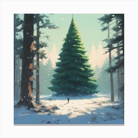 Christmas Tree In The Forest 12 Canvas Print