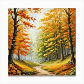 Forest In Autumn In Minimalist Style Square Composition 138 Canvas Print