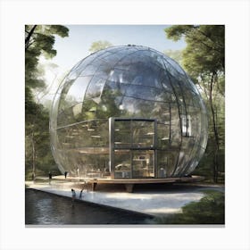 Glass House In The Woods 2 Canvas Print