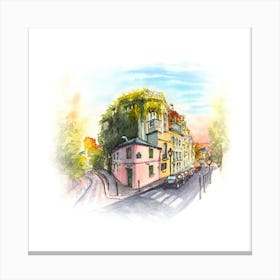 Watercolor Sketch Of A Street In Paris. Wall prints. Canvas Print