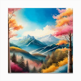 Autumn Trees In The Mountains Canvas Print