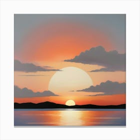 Sunset Over Water Paintings Art Print 3 Canvas Print