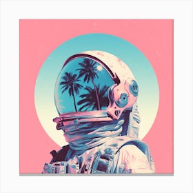 Risograph Style Surreal Astronaut Print 4 Canvas Print