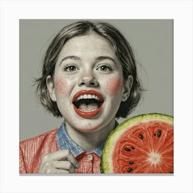 Watermelon Girl 1 Canvas Print