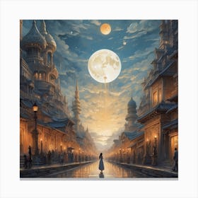 Moonlit City 1 Canvas Print