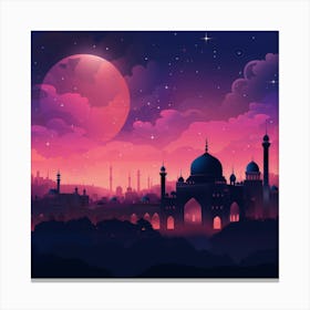 Night Sky With Mosque Canvas Print