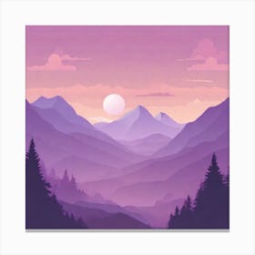 Misty mountains background in purple tone 52 Canvas Print