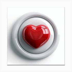 Heart Button Isolated On White Canvas Print