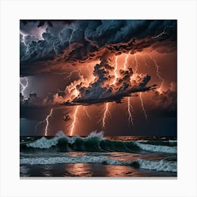 Lightning Over The Ocean Canvas Print