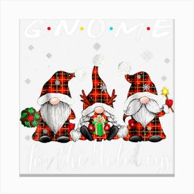 Gnome For The Holidays Buffalo Plaid 3 Gnomes Christmas Canvas Print