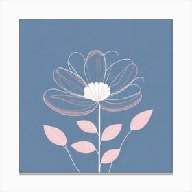 A White And Pink Flower In Minimalist Style Square Composition 294 Canvas Print