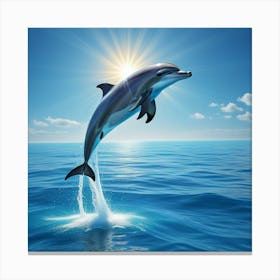 Dolphin Jumping In The Ocean Canvas Print