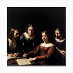 Group Of People Writing Canvas Print