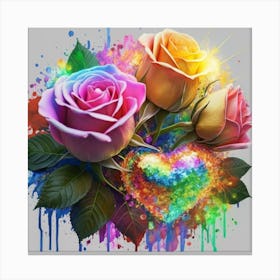 Painting roses in watercolor in 3D in high resolution Canvas Print
