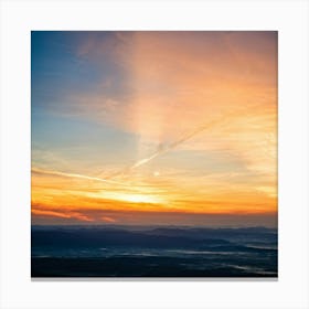 An Abstract Art Of The Stratosphere Where The Horizon Blurs The Line Between An Orange Sunrise And (4) Canvas Print