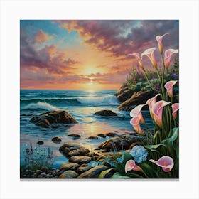 Sunset Calla Lilies 2 Canvas Print