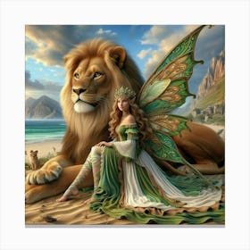 Fairy And Lion  Canvas Print