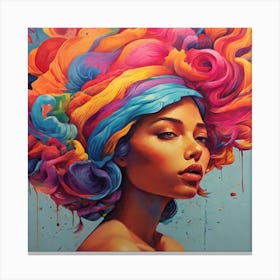 Dream Colors: A girl weaves a poem with the hues of joy and love in her paintings." 2 Canvas Print