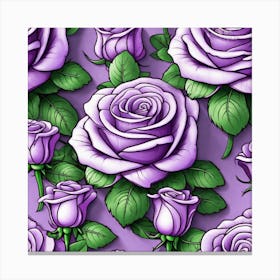 Seamless Pattern With Purple Roses Canvas Print