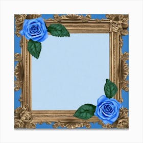 Frame With Blue Roses 3 Canvas Print