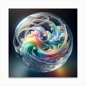 Crystal Orbit Inside It There Is Rainbow Bright Liquid Swirls With Magical Energy 1 Canvas Print