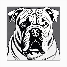 Bulldog, Black and white illustration, Dog drawing, Dog art, Animal illustration, Pet portrait, Realistic dog art Canvas Print
