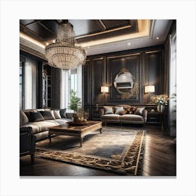 Black And Gold Living Room 3 Canvas Print