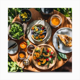 Healthy Food On A Wooden Table Canvas Print