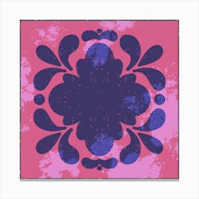 Grunge Floral Pattern Old Folk Art Tiles Canvas Print