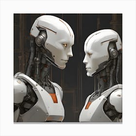 Two Robots Facing Each Other Canvas Print