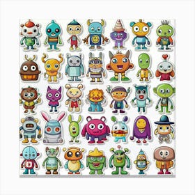 Group Of Cartoon Characters Canvas Print