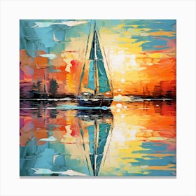 Sailboat At Sunset 12 Canvas Print