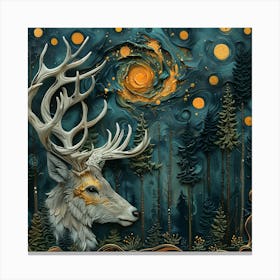 Deer At Night Canvas Print