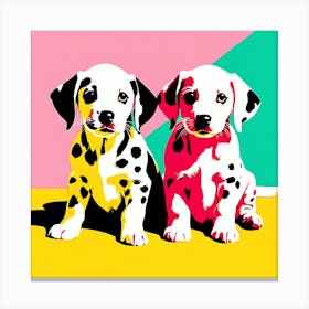 Dalmatian Pups, This Contemporary art brings POP Art and Flat Vector Art Together, Colorful Art, Animal Art, Home Decor, Kids Room Decor, Puppy Bank - 152nd Canvas Print