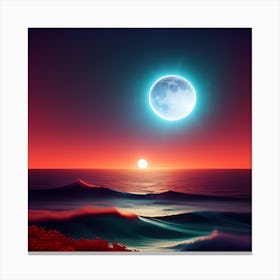 Full Moon Over The Ocean Canvas Print