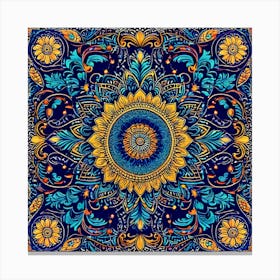 Paisley Tapestry A Classic Paisley Design With Rich Colors And Intricate Details Perfect Blue And Yellow Sunflower Canvas Print