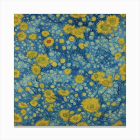 Sunflowers On Blue Canvas Print