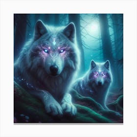 Two Wolves In The Forest 2 Canvas Print