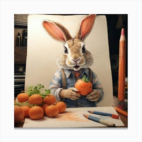 Rabbit With Carrots 2 Canvas Print