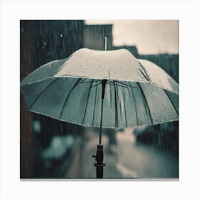 Umbrella In The Rain 1 Canvas Print