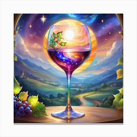 Wine Glass With Grapes Canvas Print