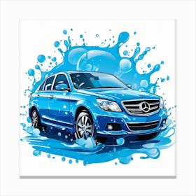 Logo Vector Car Wash Clean Soap Bubbles Water Splash Detailing Automotive Foam Service (9) Canvas Print