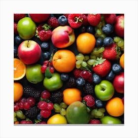 Fresh Fruits On A Black Background 1 Canvas Print