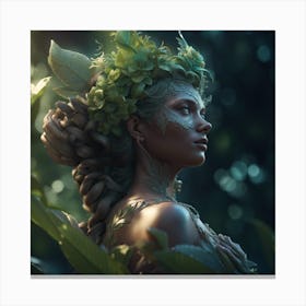 Portrait Of A Woman In The Forest Canvas Print