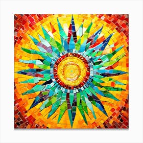 Mosaic Sun A Sun Created From A Mosaic Of Small Tiles 17 Canvas Print