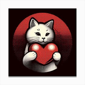 Cat Holding Heart Canvas Print