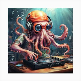 Dj Octopus Canvas Print