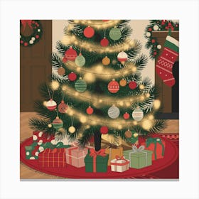 A Christmas Illustration Of A Decorated Lt6cc4zarigt5 Qqdqwjpa 8uxdptqmqasnn98m2hnyng Canvas Print