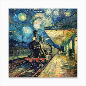 Van Gogh Style: Rail Station at Arles. Canvas Print