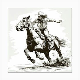 Cowboy Riding A Horse 2 Canvas Print